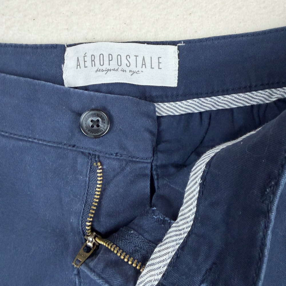Aeropostale Bermuda Twill Shorts Navy Blue Size 0 Cotton Stretch Casual Mid Rise - Picture 4 of 6